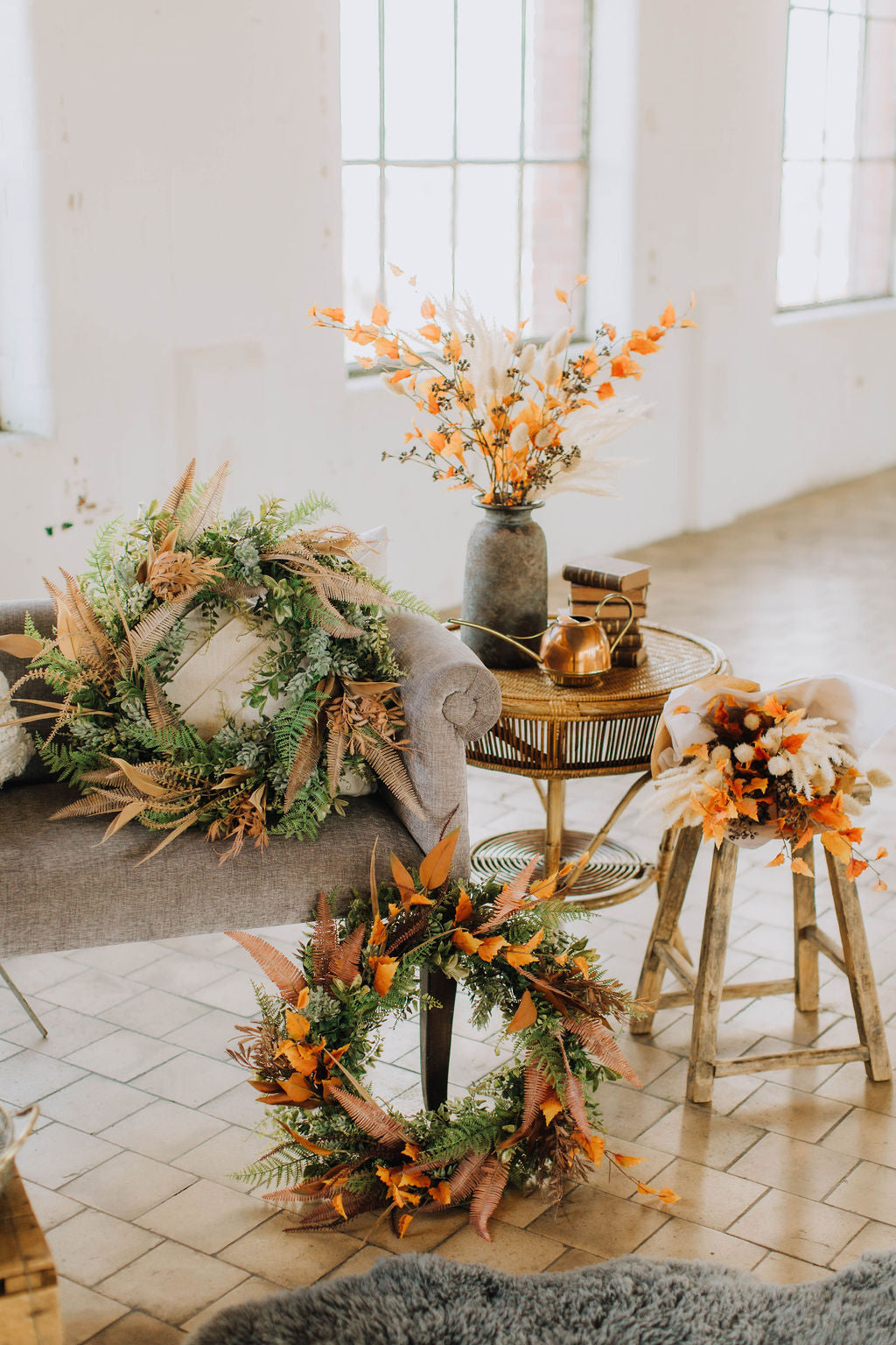 Indian Summer | Faux Autumn Foliage Wreath