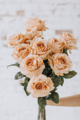 Large artificial peach garden rose 85cm tall, ideal for wedding and decor arrangements