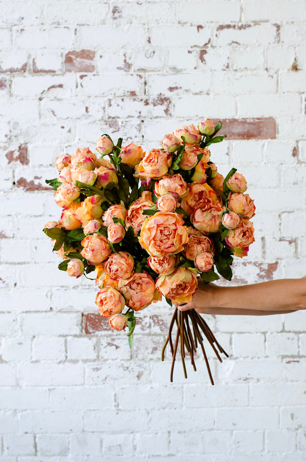 Artificial dry look peach peony 60cm, diy wedding bouquets single spray