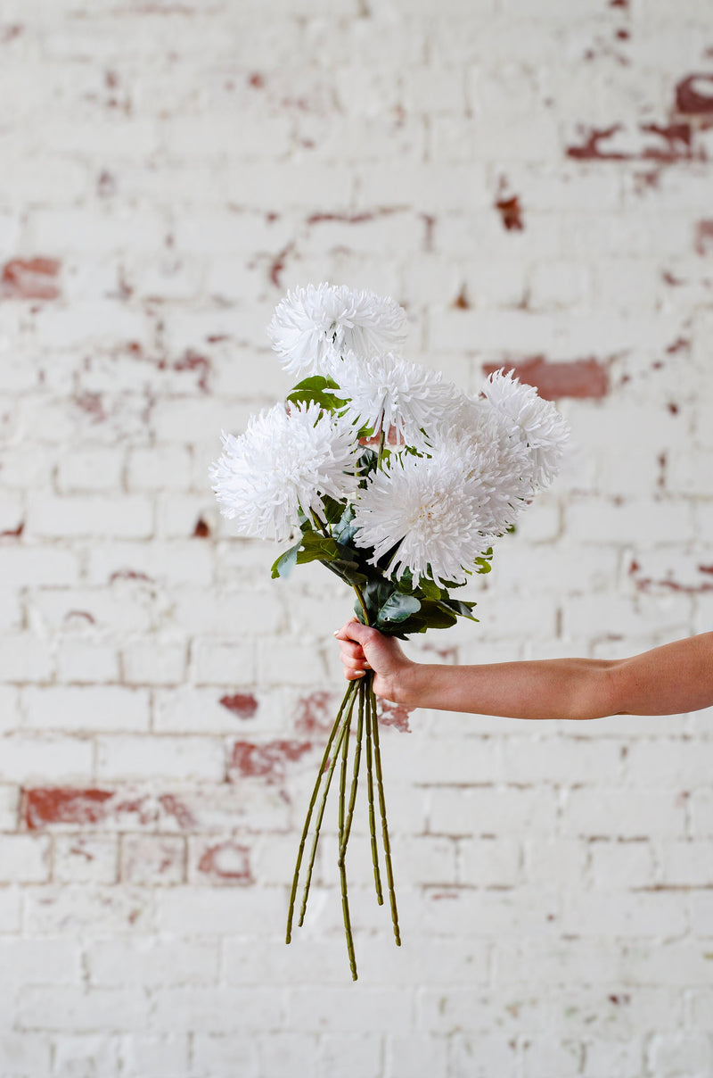 Artificial chrysanthemum mum stem in colour ivory 74cm