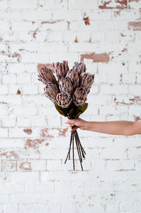 Faux  Protea stem for diy weddings or decor brown