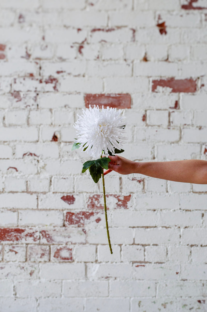 Artificial chrysanthemum mum stem in colour ivory 74cm