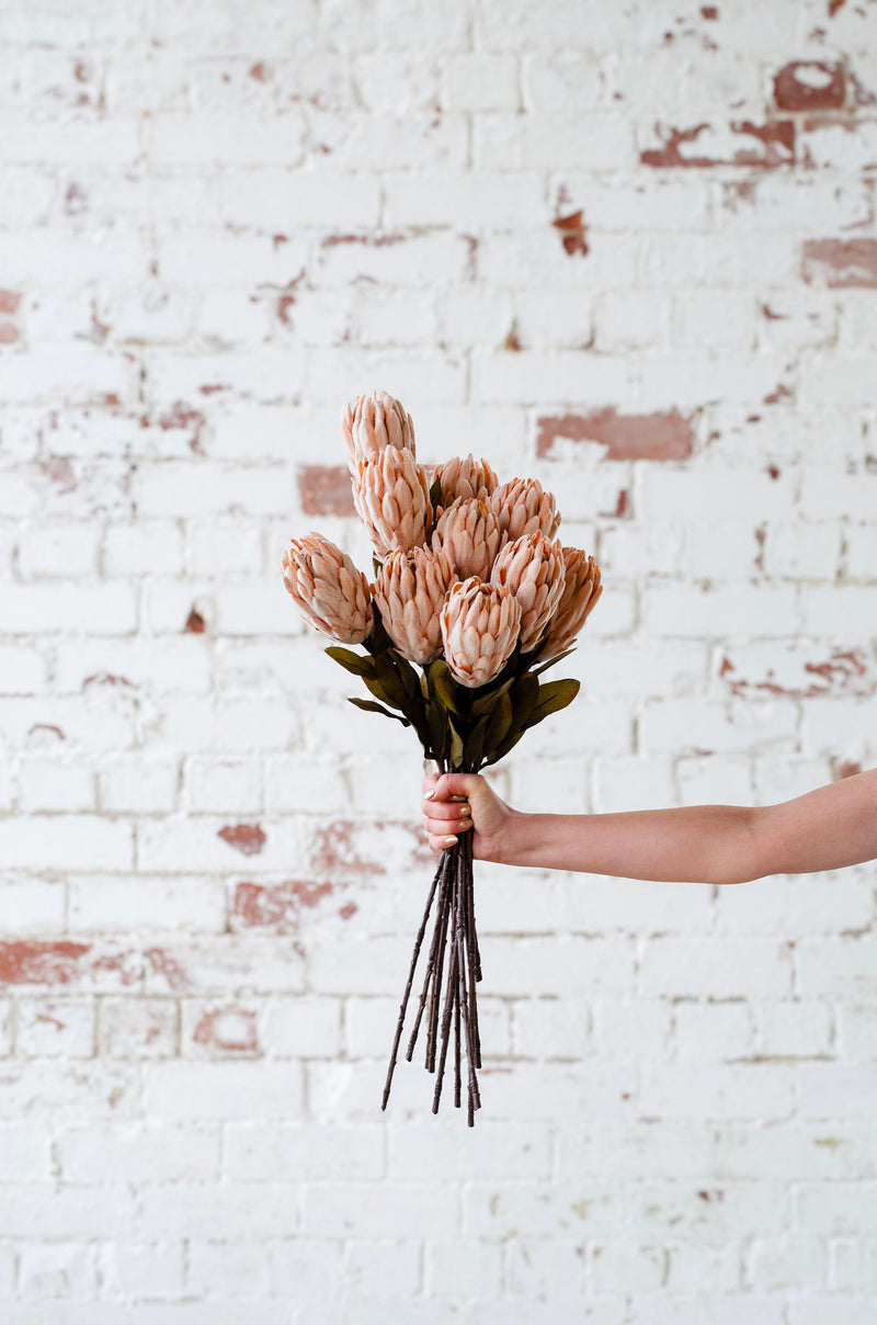 Faux flower protea stem beige, diy wedding flowers